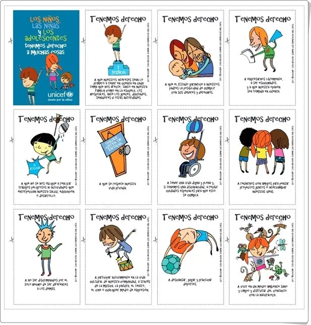 Tarjetas de Unicef para recortar y celebrar el Día de los Derechos ...