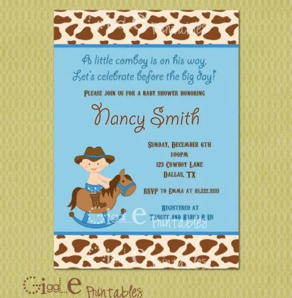 Cowboy Baby Shower Invitation Free thank you por GigglePrintables Cowboy Baby Shower Invitation Free thank you por GigglePrintables