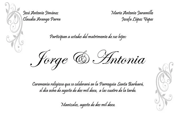 Textos para invitaciónes de boda religiosa - Imagui