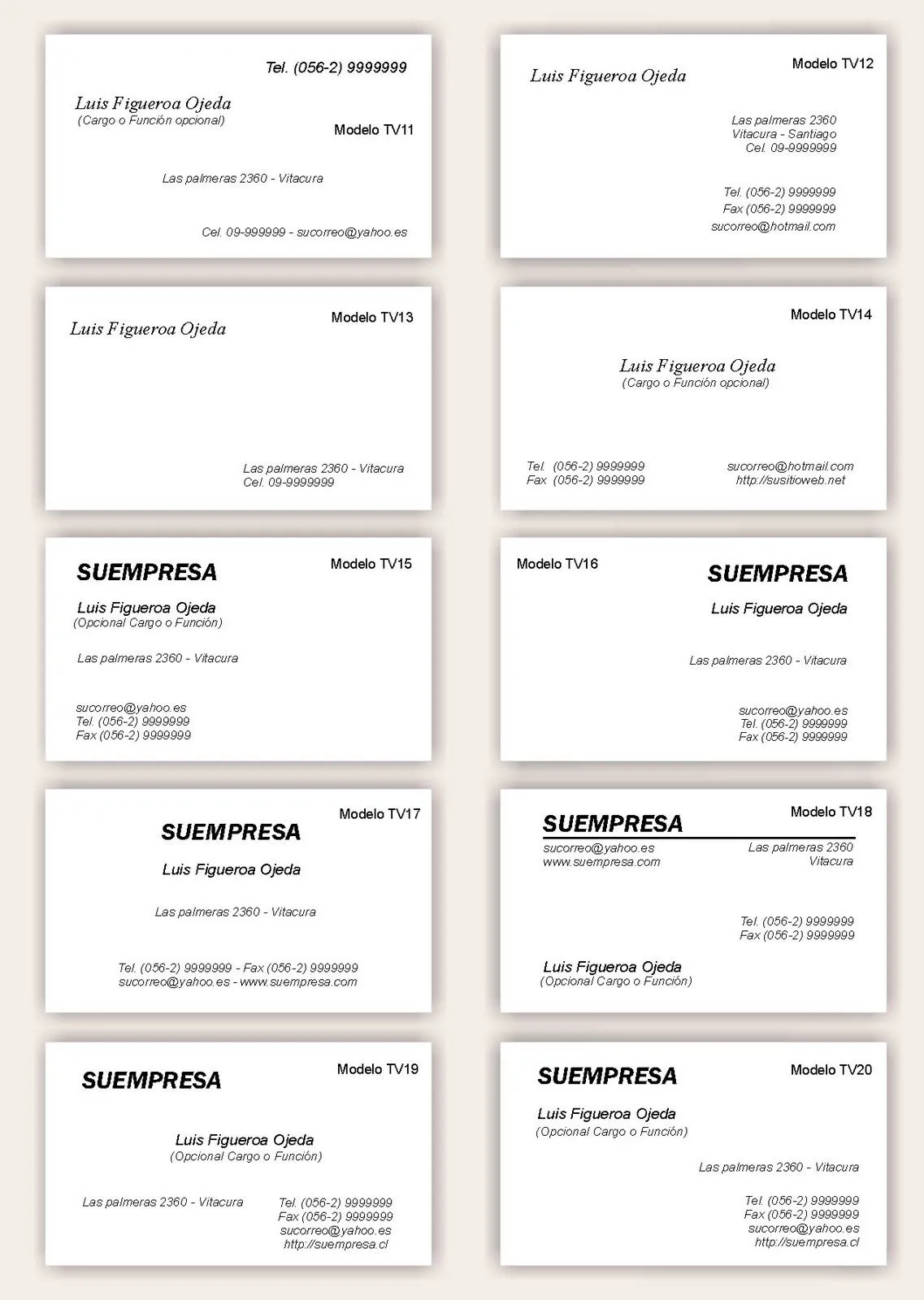 TARJETERIA DIGITAL: TARJETAS DE VISITA ( TARJETERIA DIGITAL: TARJETAS DE VISITA (