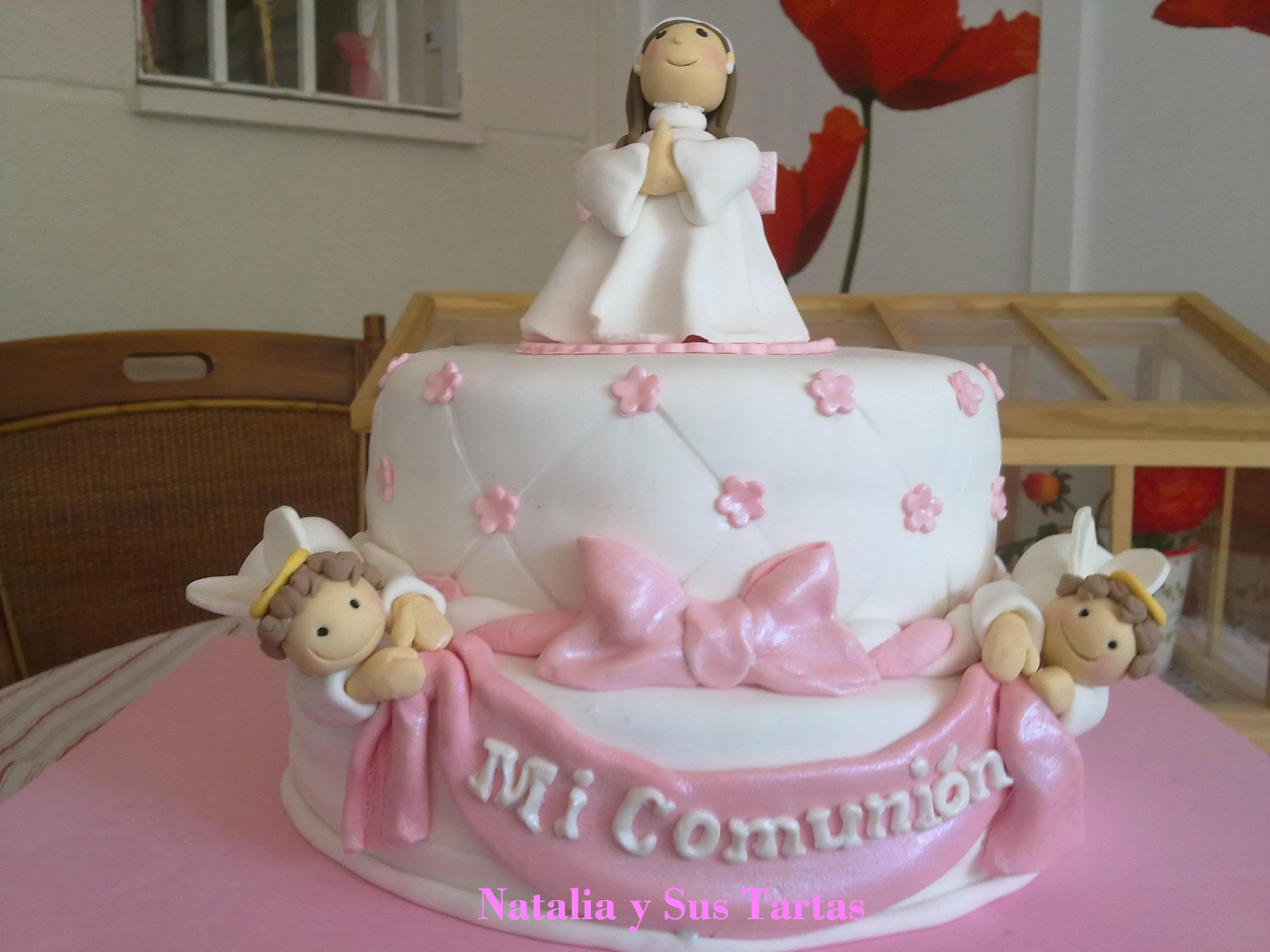 Tarta Comunión rosa | Natalia y sus Tartas