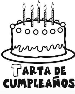 Tarta de cumpleaños para colorear y pintar ~ 4 Dibujo