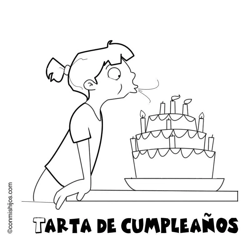 Tarta de cumpleaños: Dibujos para colorear
