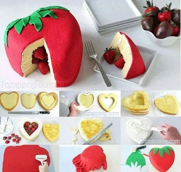 Cómo hacer una tarta piñata con forma de fresa - ToZapping Cómo hacer una tarta piñata con forma de fresa - ToZapping