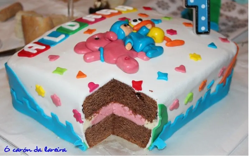 Tarta Pocoyo para Aldara | Fondant en ó carón da lareira