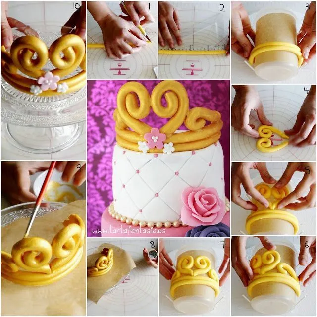 TartaFantasía: Tarta con Corona y Cascada de Rosas (Paso a Paso ... TartaFantasía: Tarta con Corona y Cascada de Rosas (Paso a Paso ...