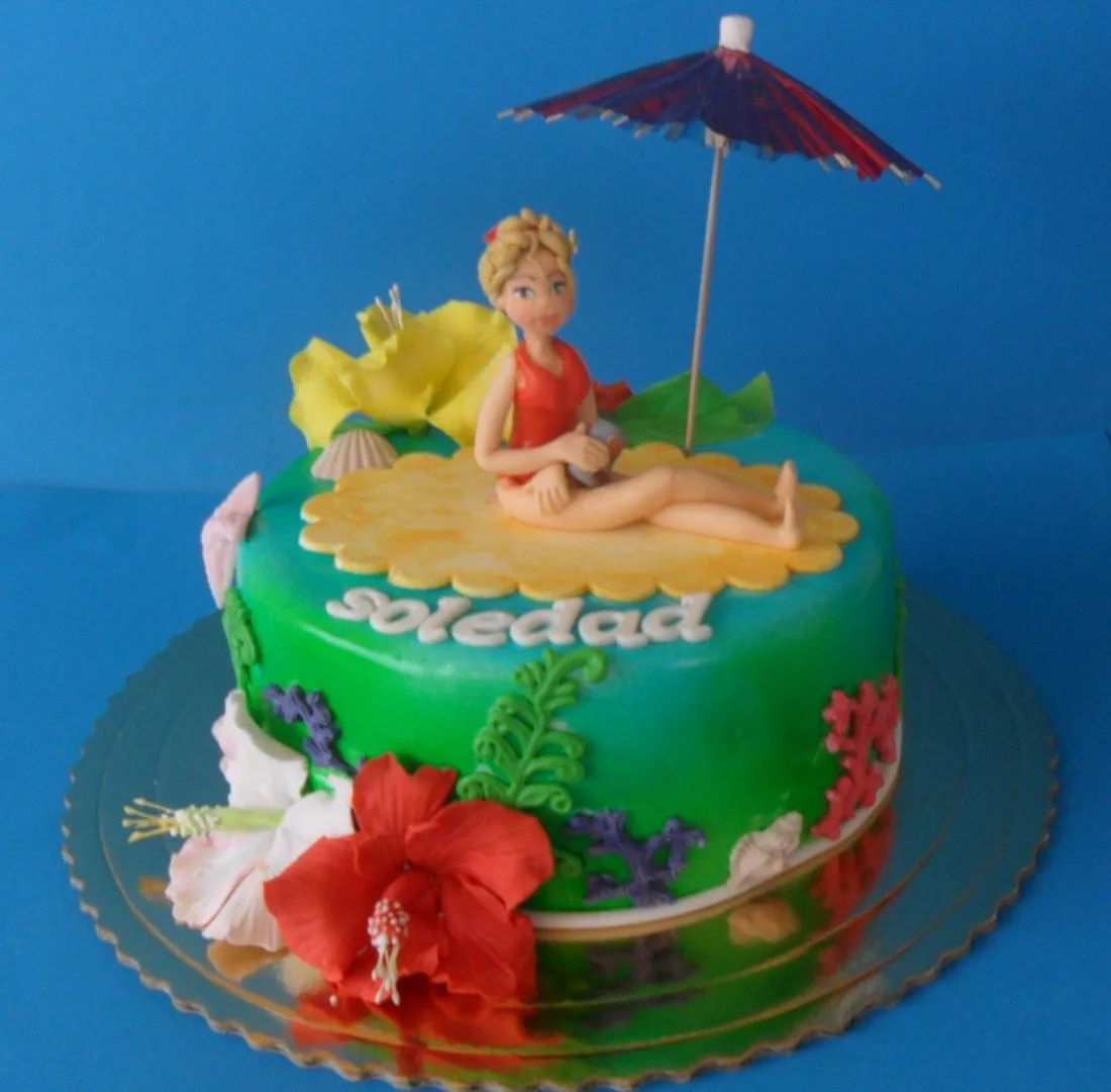 Tartas Artisticas.: TARTA PLAYA HAWAIANA PARA SOLEDAD Tartas Artisticas.: TARTA PLAYA HAWAIANA PARA SOLEDAD