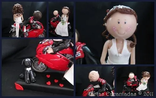Tartas EncantadaS: Figura Tarta “Novios Moteros & mascota”
