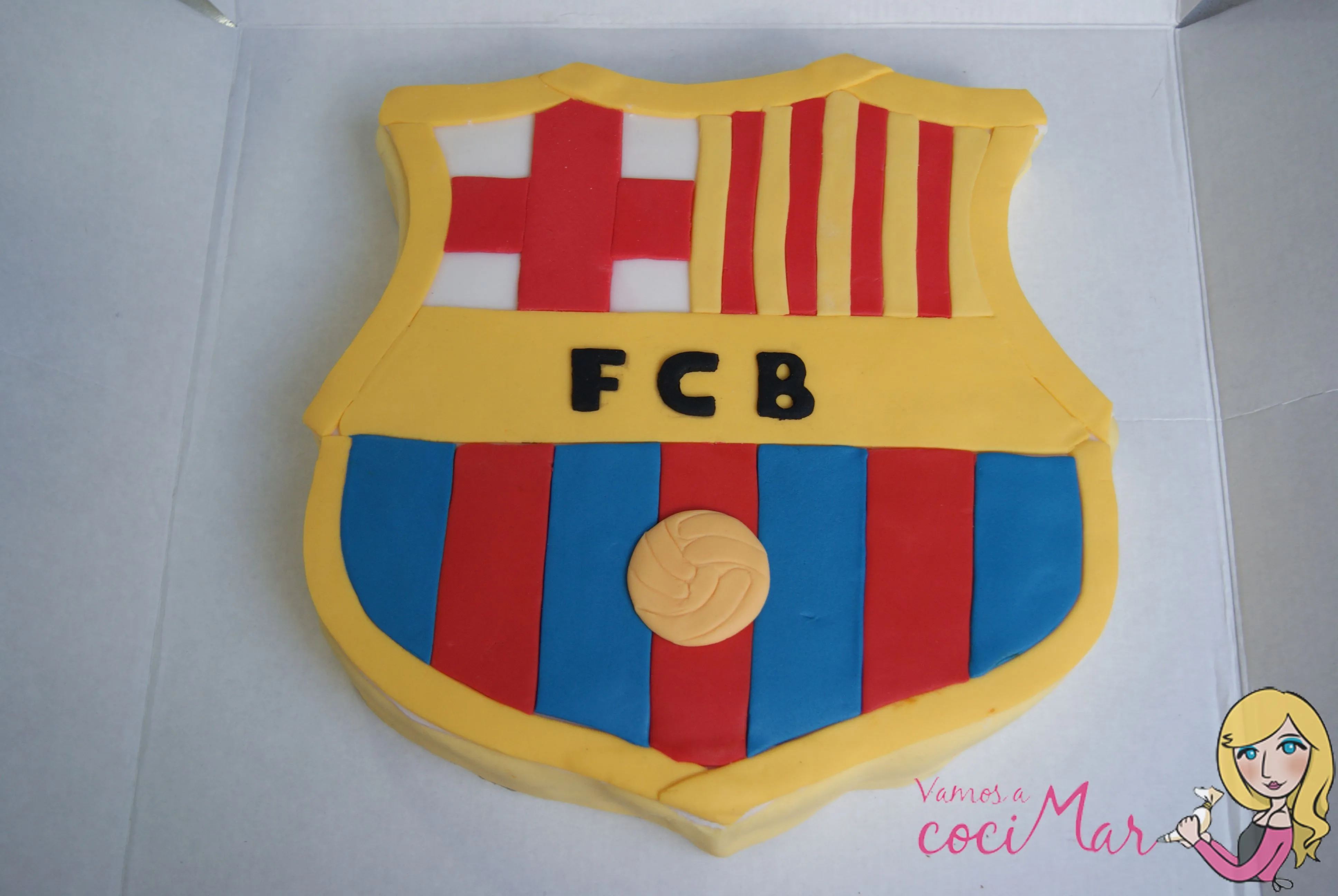 tarta fondant escudo del barcelona