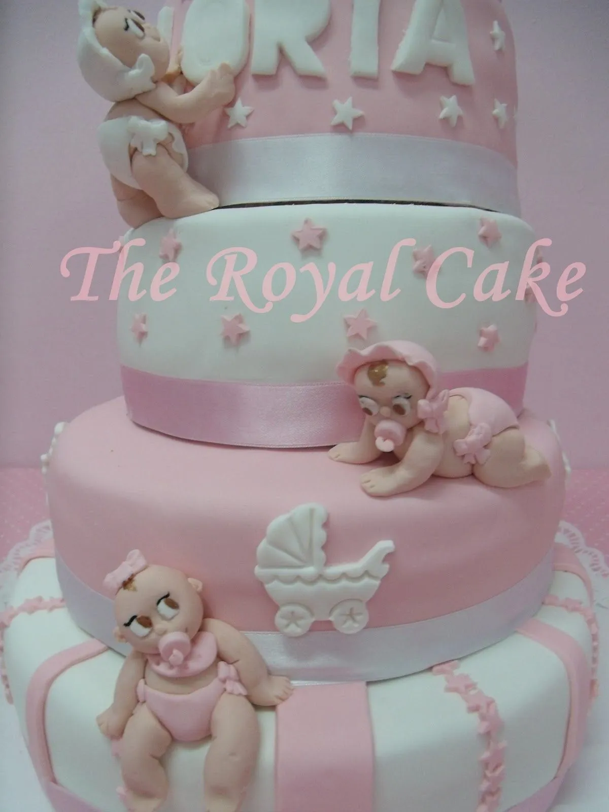 Tartas The Royal Cake: TARTA BAUTIZO Rosa Cinco pisos Bebes ... Tartas The Royal Cake: TARTA BAUTIZO Rosa Cinco pisos Bebes ...