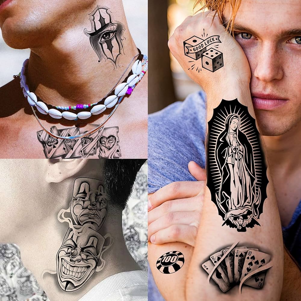 TASROI - 18 hojas coloridas pequeñas y temporales tatuajes para niños y niñas, tatuajes falsos para el brazo, tatuaje de flores, sirena, animales temporales, árbol de león, atrapasueños, tatuaje para hombres y TASROI - 18 hojas coloridas pequeñas y temporales tatuajes para niños y niñas, tatuajes falsos para el brazo, tatuaje de flores, sirena, animales temporales, árbol de león, atrapasueños, tatuaje para hombres y