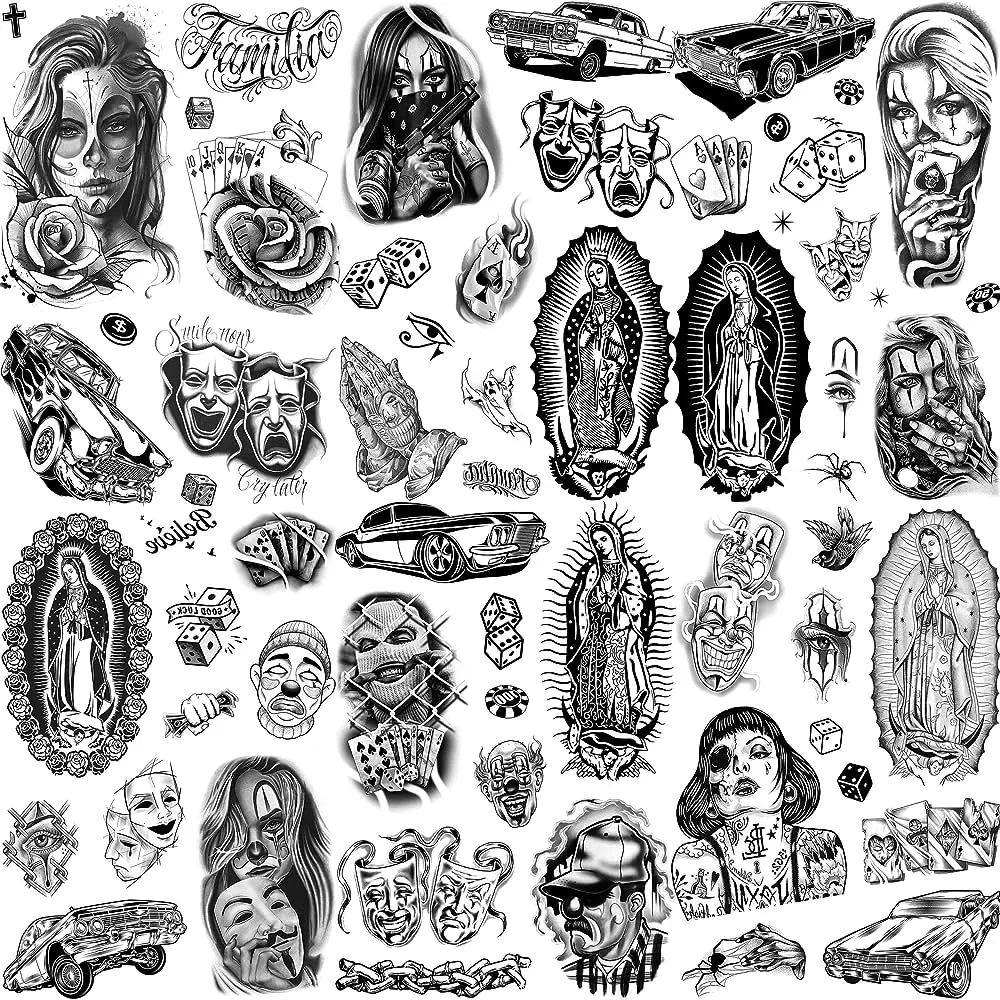 TASROI - 18 hojas coloridas pequeñas y temporales tatuajes para niños y niñas, tatuajes falsos para el brazo, tatuaje de flores, sirena, animales temporales, árbol de león, atrapasueños, tatuaje para hombres y TASROI - 18 hojas coloridas pequeñas y temporales tatuajes para niños y niñas, tatuajes falsos para el brazo, tatuaje de flores, sirena, animales temporales, árbol de león, atrapasueños, tatuaje para hombres y