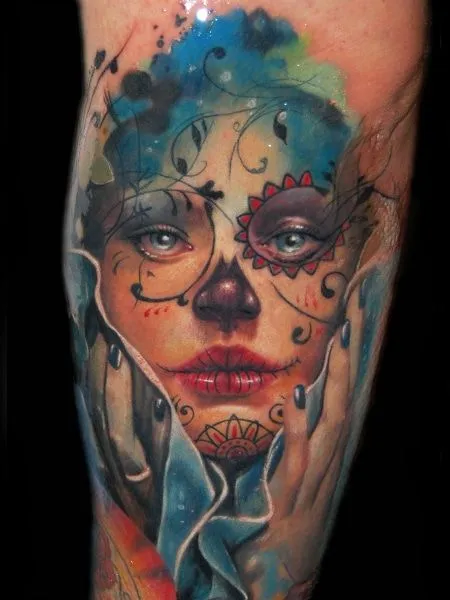 Un tatouage d'une catrina santa muerte | Inkage
