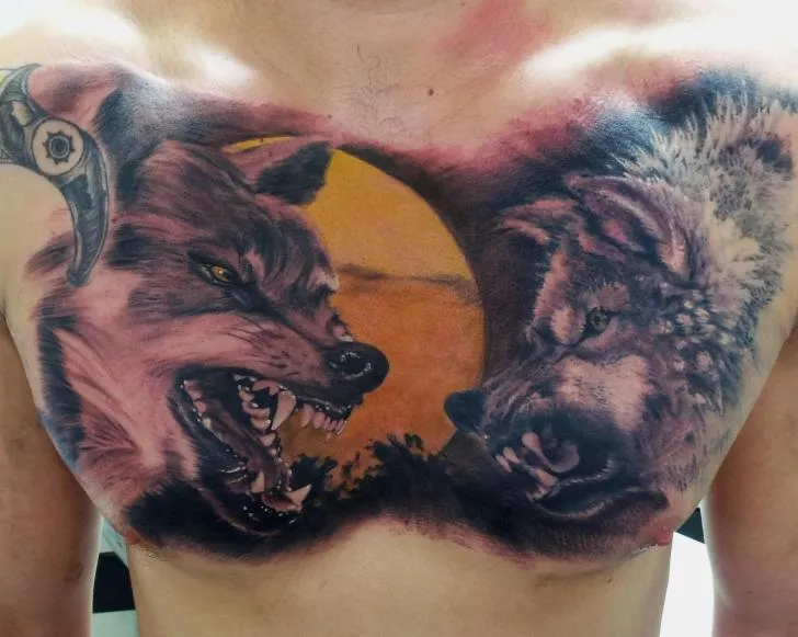 tattoo-chest-realistic-moon- ...