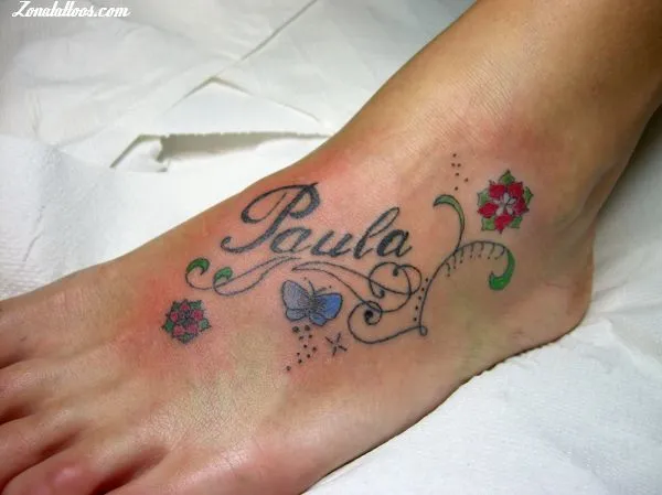 Tatuaje de Alivalle - Nombres Paula Empeine Tatuaje de Alivalle - Nombres Paula Empeine