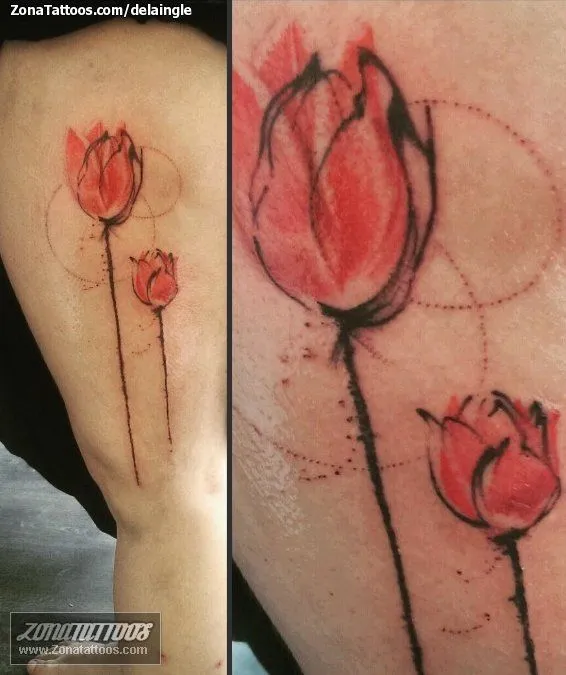 Tatuaje de delaingle - Flores Tulipanes Círculos Tatuaje de delaingle - Flores Tulipanes Círculos