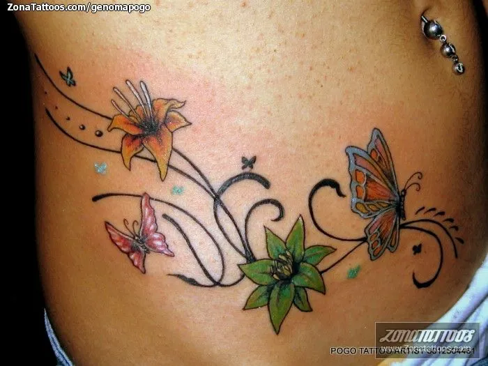 Tatuaje de GENOMAPOGO - Mariposas Flores Enredaderas Tatuaje de GENOMAPOGO - Mariposas Flores Enredaderas