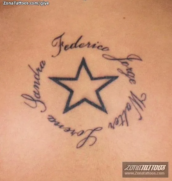 Tatuaje de giye - Estrellas Letras Nombres