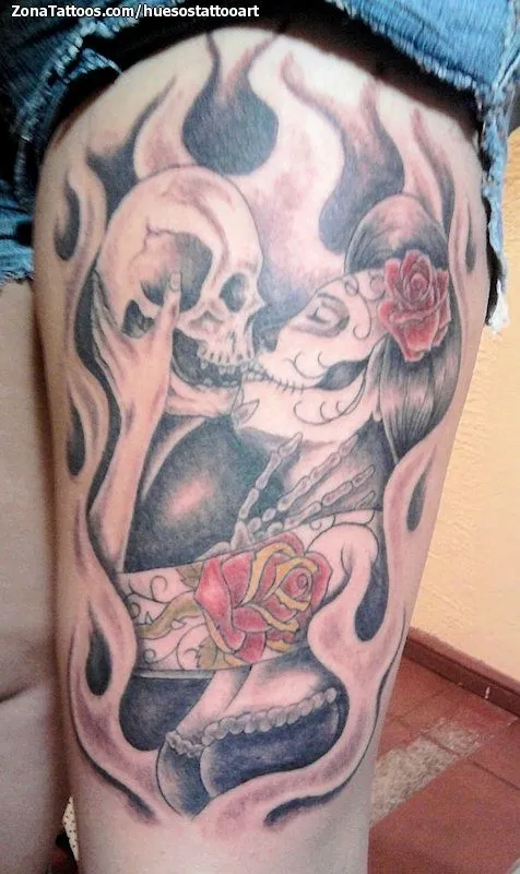 Tatuaje de huesostattooart - Catrinas Calaveras Llamas Tatuaje de huesostattooart - Catrinas Calaveras Llamas