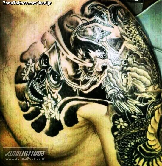 Tatuaje de kanijo - Calaveras Dragones Orientales Tatuaje de kanijo - Calaveras Dragones Orientales