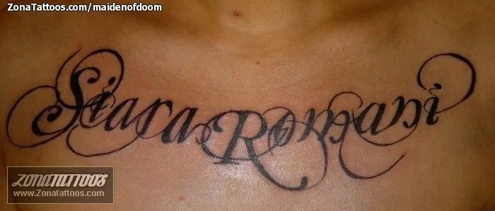 Tatuaje de MaidenOfDoom - Nombres Letras Pecho Tatuaje de MaidenOfDoom - Nombres Letras Pecho
