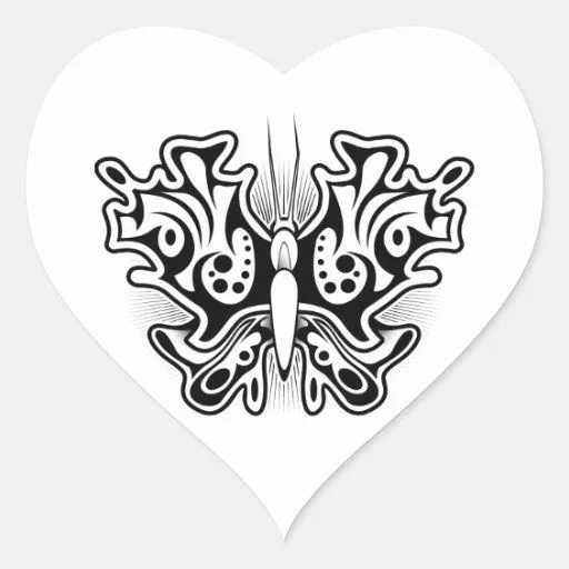 Tatuaje de la mariposa blanco y negro colcomanias corazon de Zazzle. Tatuaje de la mariposa blanco y negro colcomanias corazon de Zazzle.