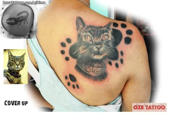 Tatuaje de Nikima - Cover Up Gatos Huellas