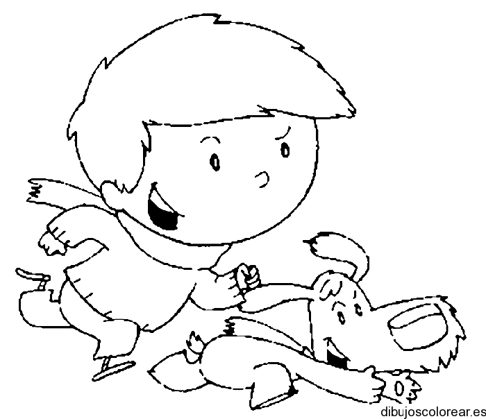 Tatuaje de un niño caminando rápido con perro | Dibujos para Colorear Tatuaje de un niño caminando rápido con perro | Dibujos para Colorear