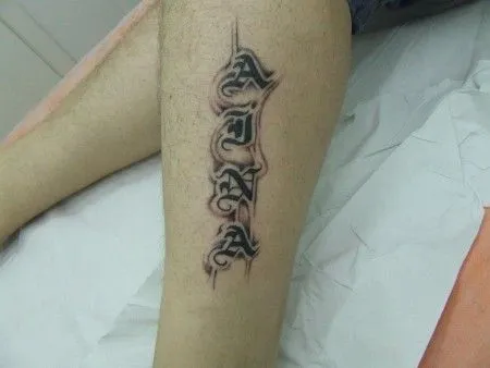 Tatuajes de nombres en la pierna - Imagui