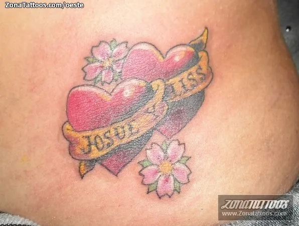 Tatuaje de oeste - Corazones Flores