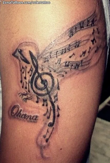 Tatuaje de rolertattoo - Notas Musicales Pentagramas Aves Tatuaje de rolertattoo - Notas Musicales Pentagramas Aves