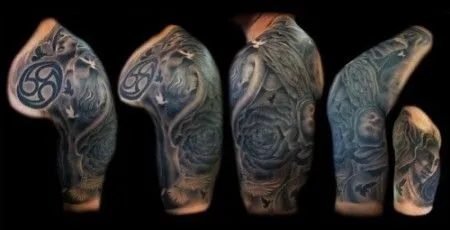 TATUAJE DE EL SIMBOLO CELTA DEL TRISQUEL EN EL HOMBRO