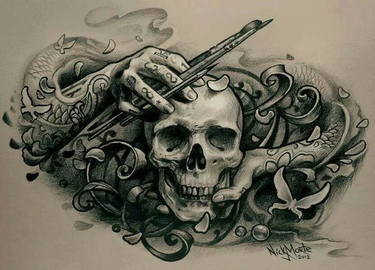 Dibujos de tatuajes de calaveras a lapiz - Imagui