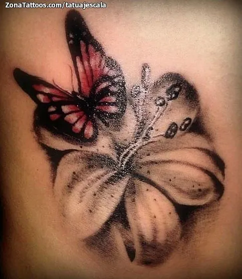 Tatuaje de TATUAJESCALA - Mariposas Lirios Flores Tatuaje de TATUAJESCALA - Mariposas Lirios Flores