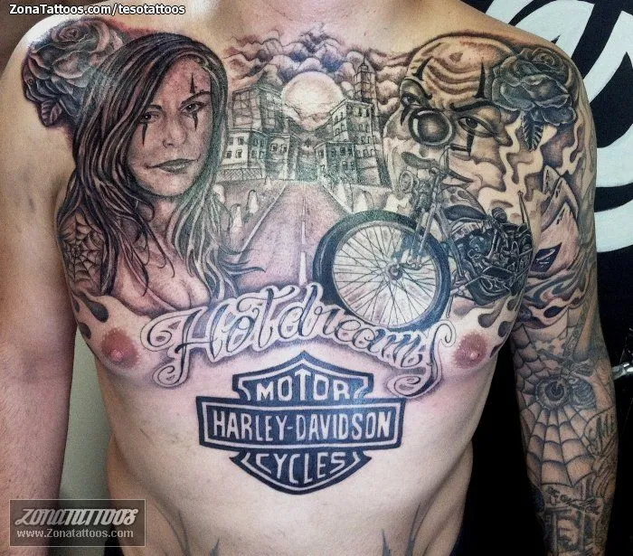 Tatuaje de tesotattoos - Chicanos Pecho Motos