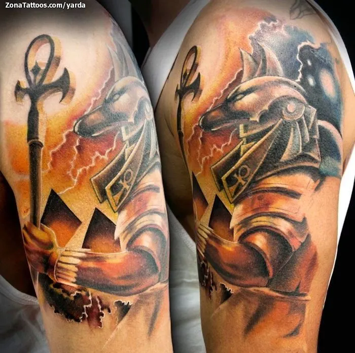 Tatuaje de Yarda - Anubis Egipcios Brazo