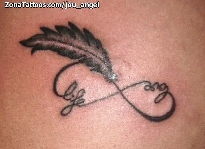 Tatuaje de jou_angel - Plumas Infinitos Letras Tatuaje de jou_angel - Plumas Infinitos Letras