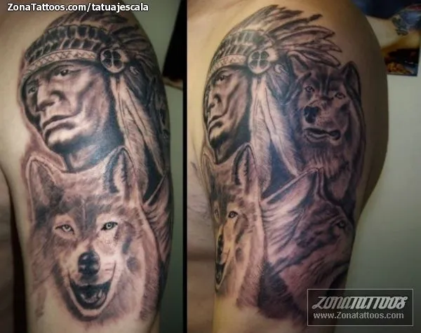 Tatuaje de TATUAJESCALA - Indios Lobos Animales