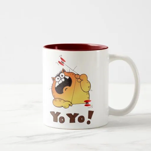 Taza del gato del dibujo animado/taza del yoyo del de Zazzle. Taza del gato del dibujo animado/taza del yoyo del de Zazzle.