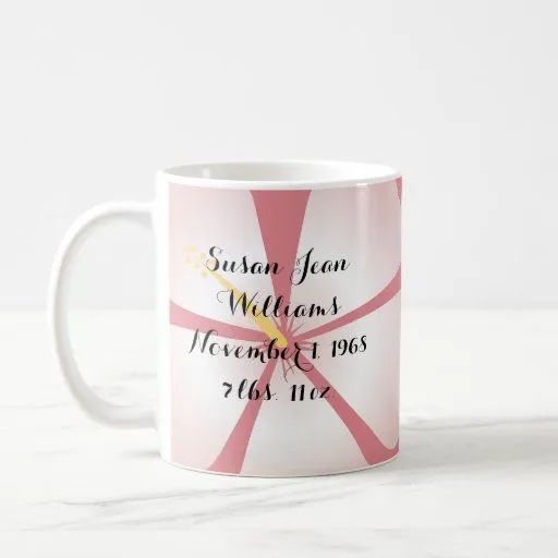 Taza rosada personalizada nuevo bebé del verso de | Zazzle