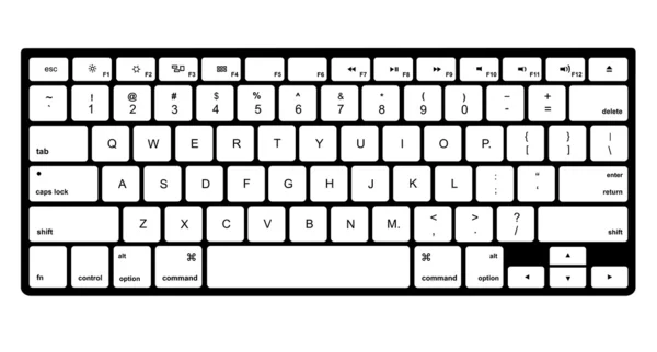 Teclado de la computadora moderna aislado en blanco — Vector stock ... Teclado de la computadora moderna aislado en blanco — Vector stock ...