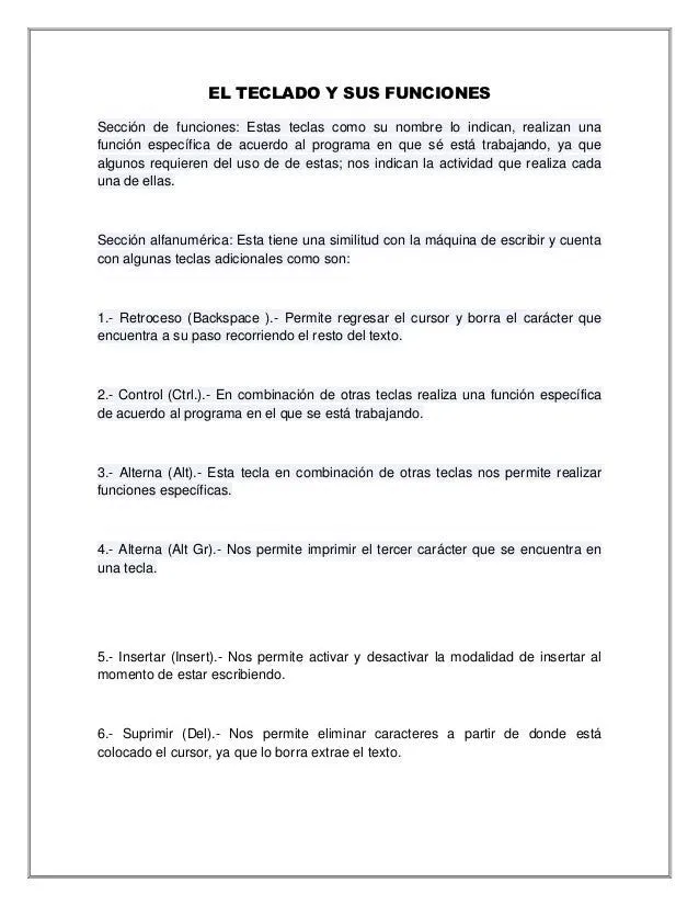 El teclado y sus funciones