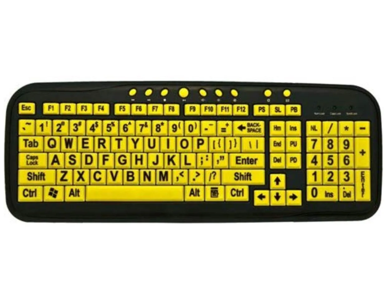 Teclado con letra grande y contraste de color, para discapacidad visual. – TifloProductos Costa Rica Teclado con letra grande y contraste de color, para discapacidad visual. – TifloProductos Costa Rica