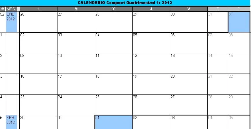 Tecnología habitual: Calendario Compact primer cuatrimestre 2012 Tecnología habitual: Calendario Compact primer cuatrimestre 2012