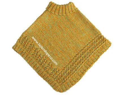 Poncho hecho con 2 cuadrados tejidos en dos agujas o palitos para ...