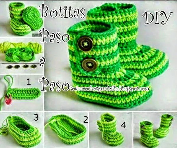 Cómo tejer botas de bebe paso a paso | Zapatos, zapatillas ... Cómo tejer botas de bebe paso a paso | Zapatos, zapatillas ...