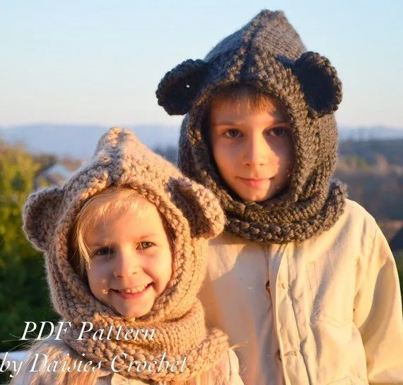 Tejer con capucha capucha patrón. Bufanda de por AACottonCreations