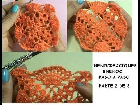 2 DE 3 COMO TEJER CARPETA PAÑO FLOR 4 PIÑAS GANCHILLO CROCHET ...