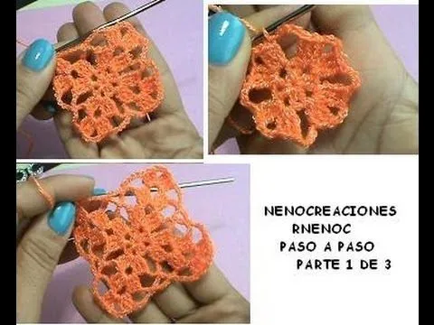 1 DE 3 COMO TEJER CARPETA PAÑO FLOR 4 PIÑAS GANCHILLO CROCHET ...