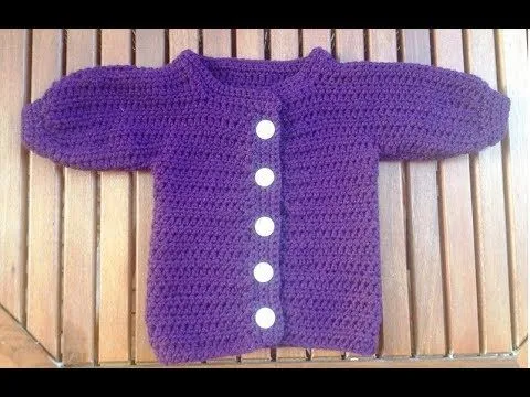 Tejer chaqueta de bebe a croché - Parte 1, parte trasera con ... Tejer chaqueta de bebe a croché - Parte 1, parte trasera con ...